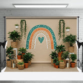 Lofaris Boho Indoor Plants Rainbow Color Wedding Backdrop